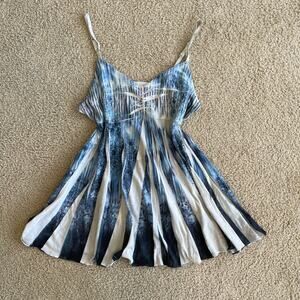 Y2K Vintage Fairycore Blue and White Babydoll Cami - Size M